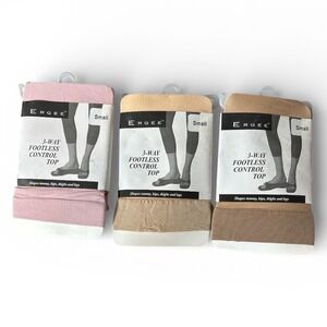 Vintage Ergee Footless Control Top Tights Women Small 3 Pack Pink Tan Nude NOS